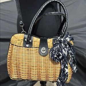 Patricia Nash Wicker Leather Bag with Tie